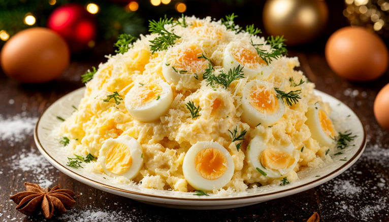 Салат «Снежные сугробы»: к Новогоднему столу без больших затрат. Можно сделать с вечера. Утром — готов к подаче!