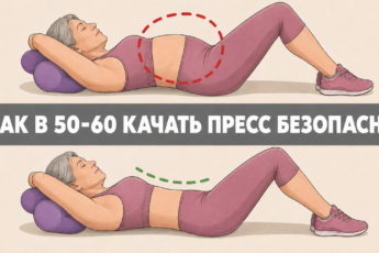 Плоский живот в 50–60 лет: 3 упражнения с мягкой техникой