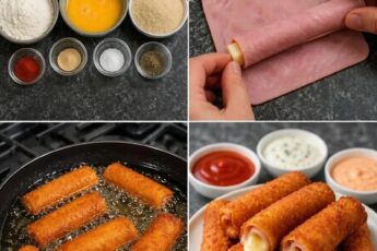 Рулетики из ветчины с сырной начинкой