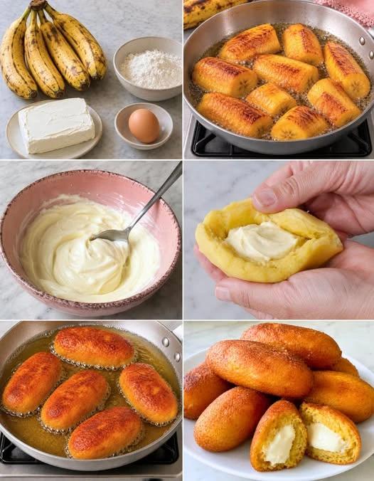 Вот как я готовлю жареные пирожки из бананов с сырной начинкой