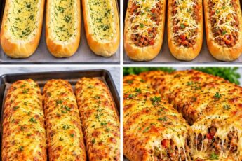 Мясные лодочки в чесночном хлебе: сочно, ароматно, по-домашнему